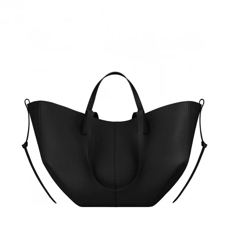 French Pleated Leather Shoulder Bag