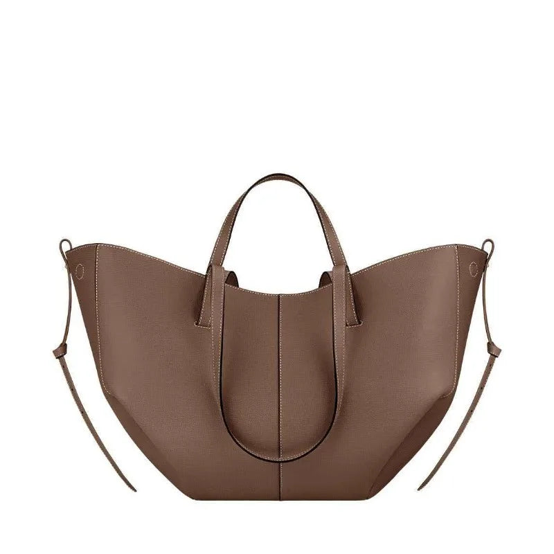 French Pleated Leather Shoulder Bag