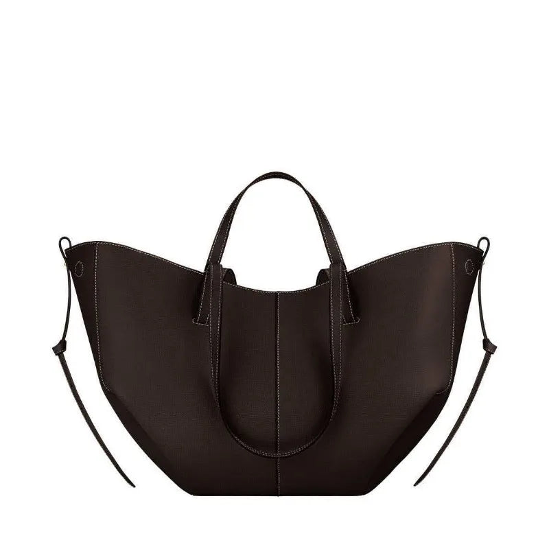 French Pleated Leather Shoulder Bag