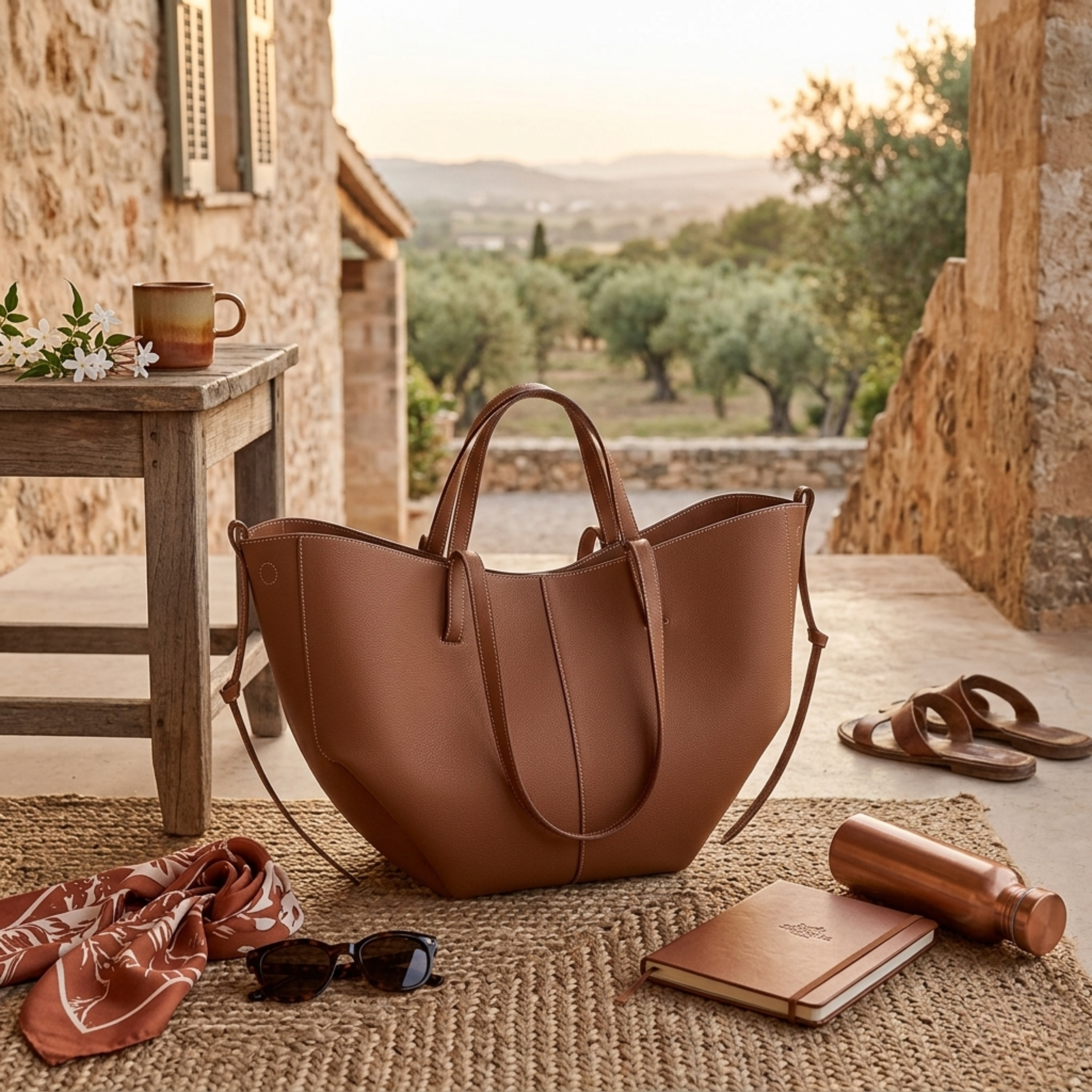 French Pleated Leather Shoulder Bag
